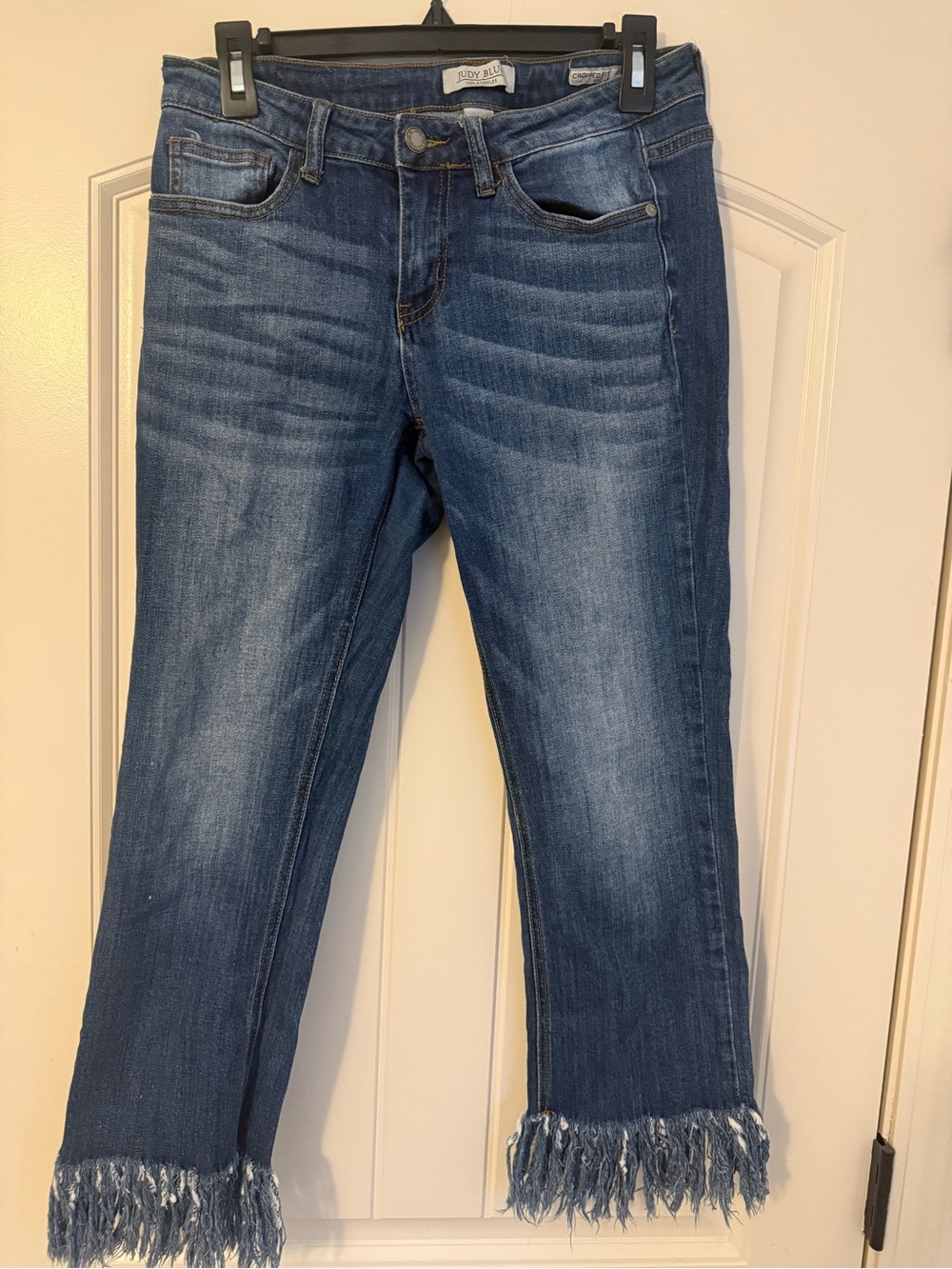 Judy Blue Cropped Fringe Jeans